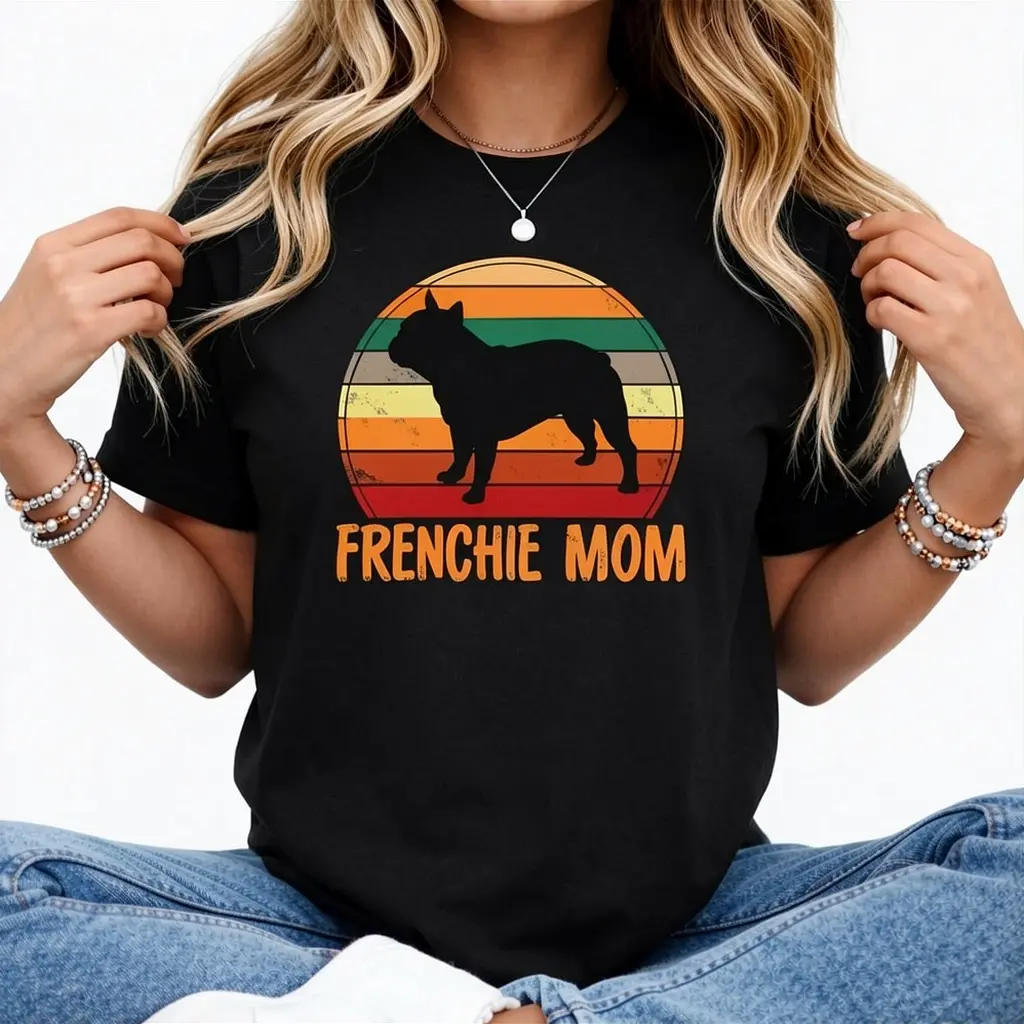 Retro French Bulldog Mom T-Shirt – Perfect Gift for Dog Mothers and Frenchie Moms