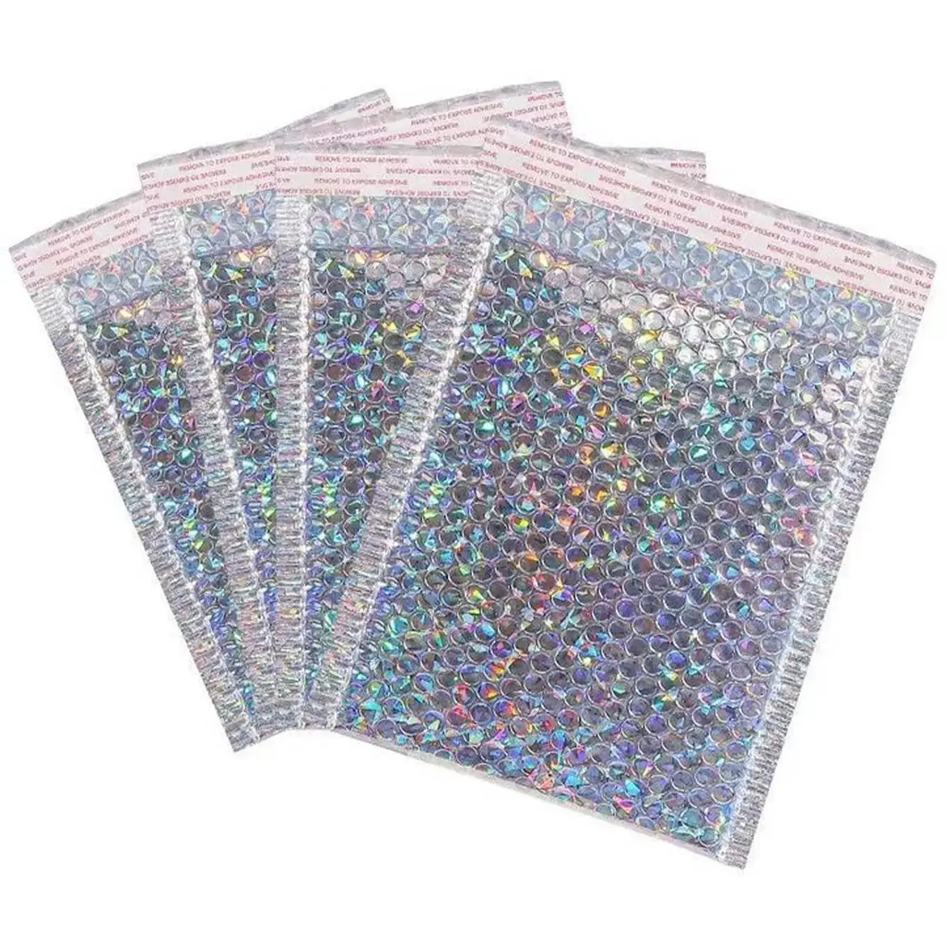 10-50pcs Metal Bubble Envelopes, Padded Envelopes, Holographic Bubble Mailers, Mailing Envelopes, Poly Bubble Mailer, Waterproof Polymailers, Pe Padding, Waterproof Self-Seal Bags, Silver Color, Ideal for Books, Clothes, Cosmetics, Shipping Supplies