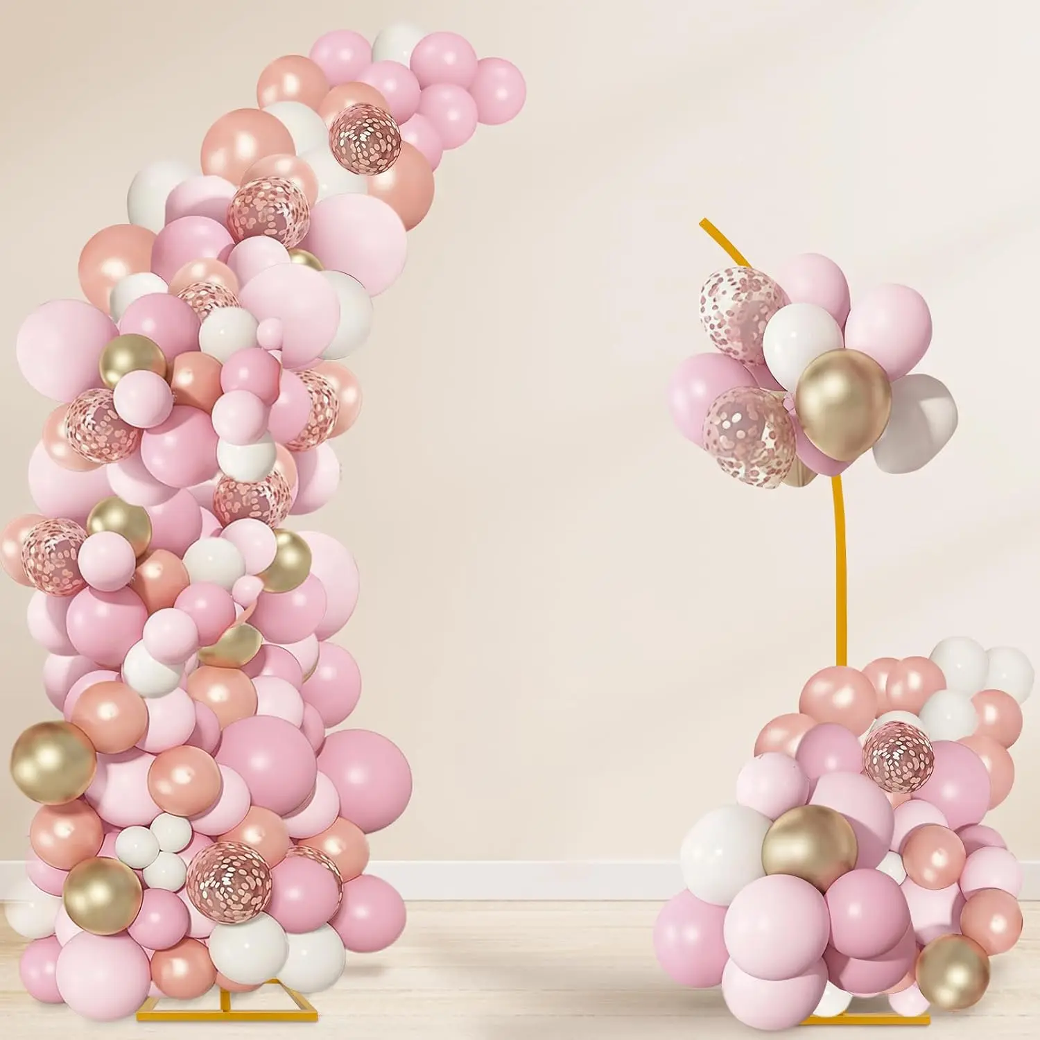 Balloon Arch Stand Kit, Balloon Arch Stand Set of 2 with Metal 8FT & 6.2FT Metal Half  Wedding Flower Backdrop Stand for Proposal Anniversary Bridal Shower Background Party Decorations