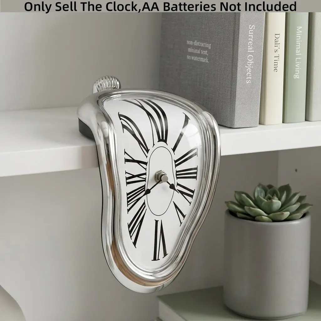 Dali Twisted Melting Clock, Art Inspired Surrealist Decor Clock Creative Gift for Home Shop Office Table Wall, Creative Decorative Clock