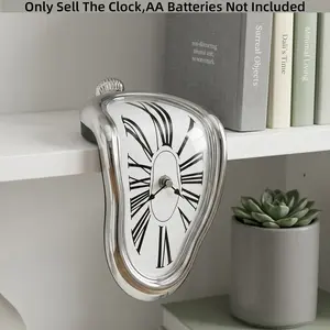 Dali Twisted Melting Clock, Art Inspired Surrealist Decor Clock Creative Gift for Home Shop Office Table Wall, Creative Decorative Clock
