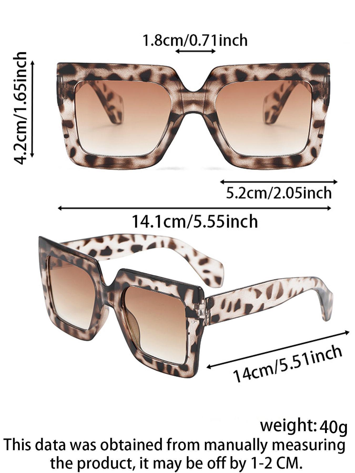 Women's Trendy Tinted Lens Square Frame, Vintage Casual Leopard Pattern Sunglasses for Everyday Use, Fashion Modern Accessories for Outdoor Activities