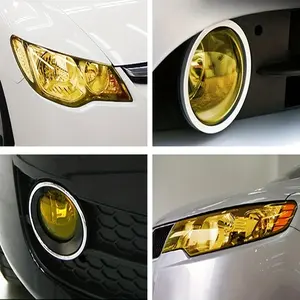 30*100cm/11.81*39.37in Car Headlight Color Changing Film Light Sticker Smoked Black Frosted Black Symphony Car Light Protector