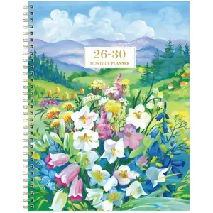 2026-2030 Monthly Planner/Calendar - January 2026 to December 2030, 5-Year Monthly Planner, Blue Floral Cover Design Journal, Yearly Calendar Planning, Monthly Tabs, 60-Month Calendar, 5.5" x 8.3", Thick Paper, Flexible Cover, Durable Double Wire Spiral B