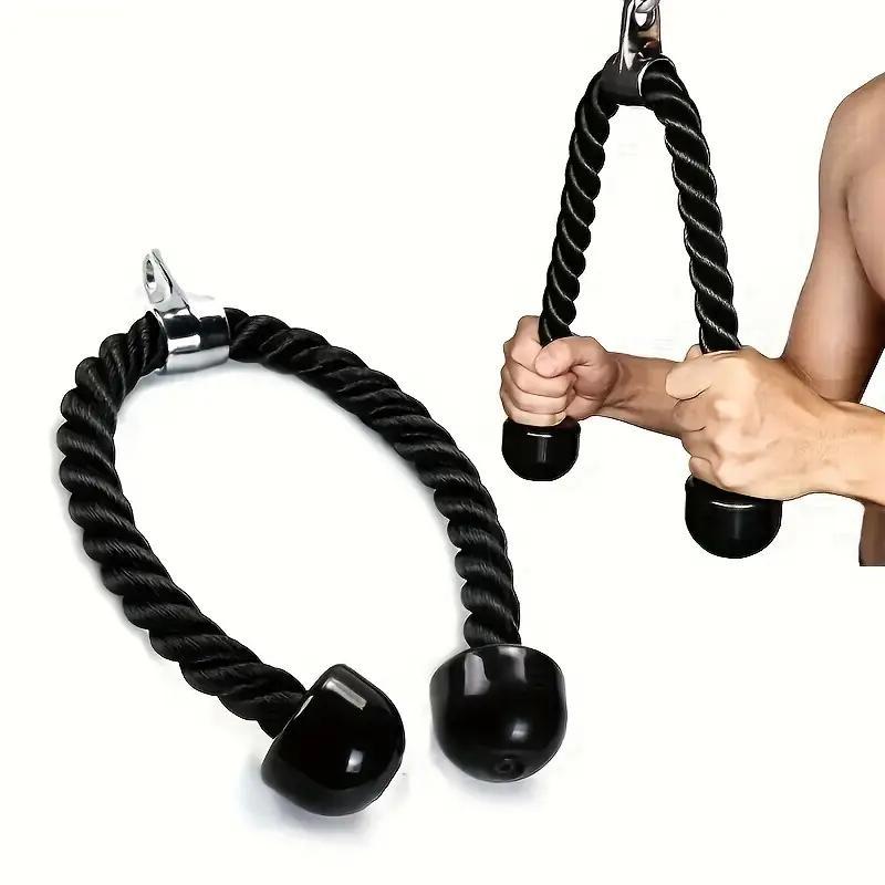 Triceps Rope Machine Attachment, Non-Slip Nylon Rope, Ergonomic Handle, Metal Ring, Home Fitness Accessories
