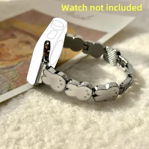 Cartoon Metal Rabbit Watch Band, Compatible with 38mm-49mm, Fashionable High-Quality Smartwatch Strap for Iwatch Ultra1/2/3 Series, Women's Stylish Accessory, Smart Watch Accessories, Smart Watch Straps