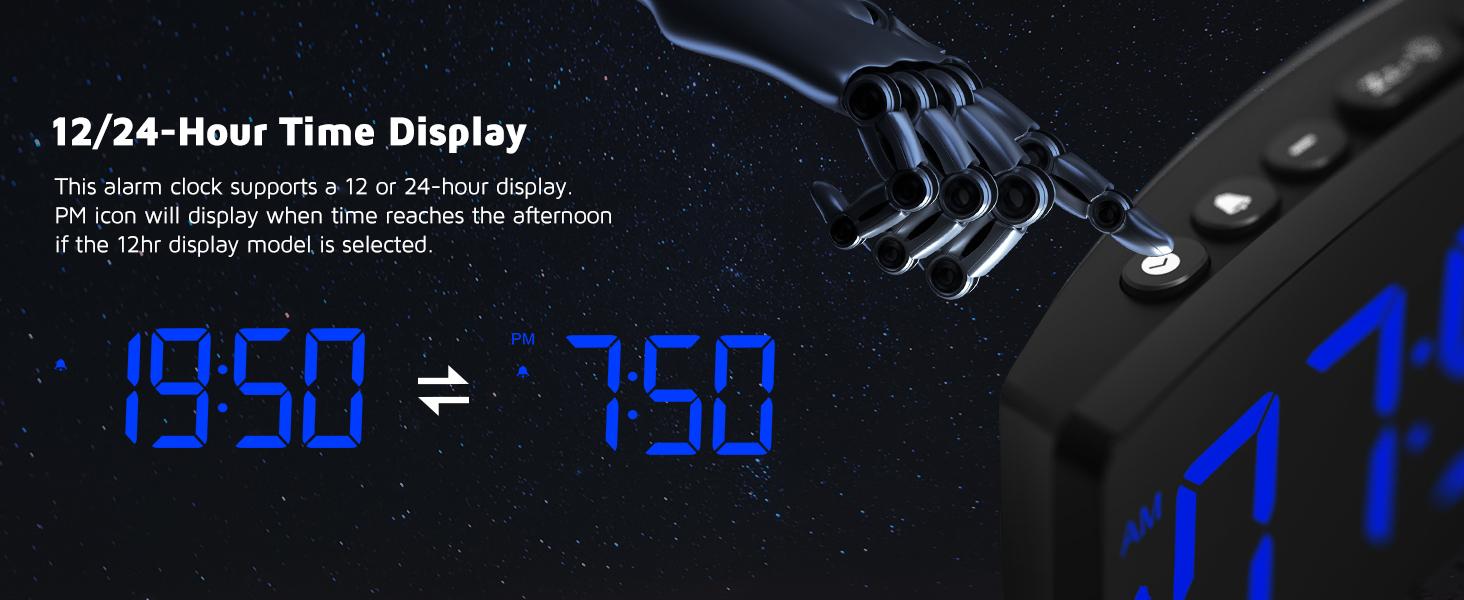 Projection Alarm Clock, Digital Clock with 180°   Rotatable Projector, 3-Level Brightness Dimmer, Clear LED Display, USB Charger, Progressive Volume, 9mins Snooze,12/24H, for Bedroom