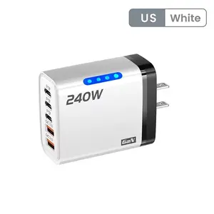 240W GaN 5 in 1 Fast Charging Phone Charger block USB C Charger Power Adapter Type C US Plug Wall Charger For iPhone Samsung Xiaomi