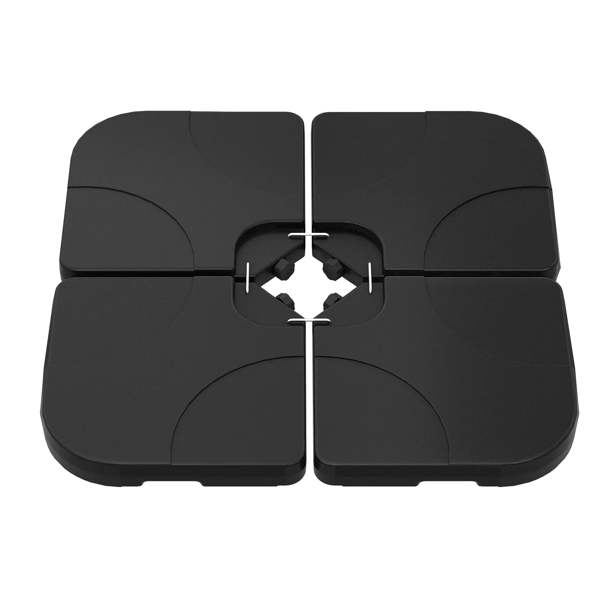 GARVEE Sturdy Heavy Duty Offset Cantilever Patio Umbrella Base - 4 Fillable Water & Sand Weights (Up to 230 lbs) - Lock Pins-Equipped Stand Plates for Cross Base, Decks, Gardens, Outdoor Poolside Use