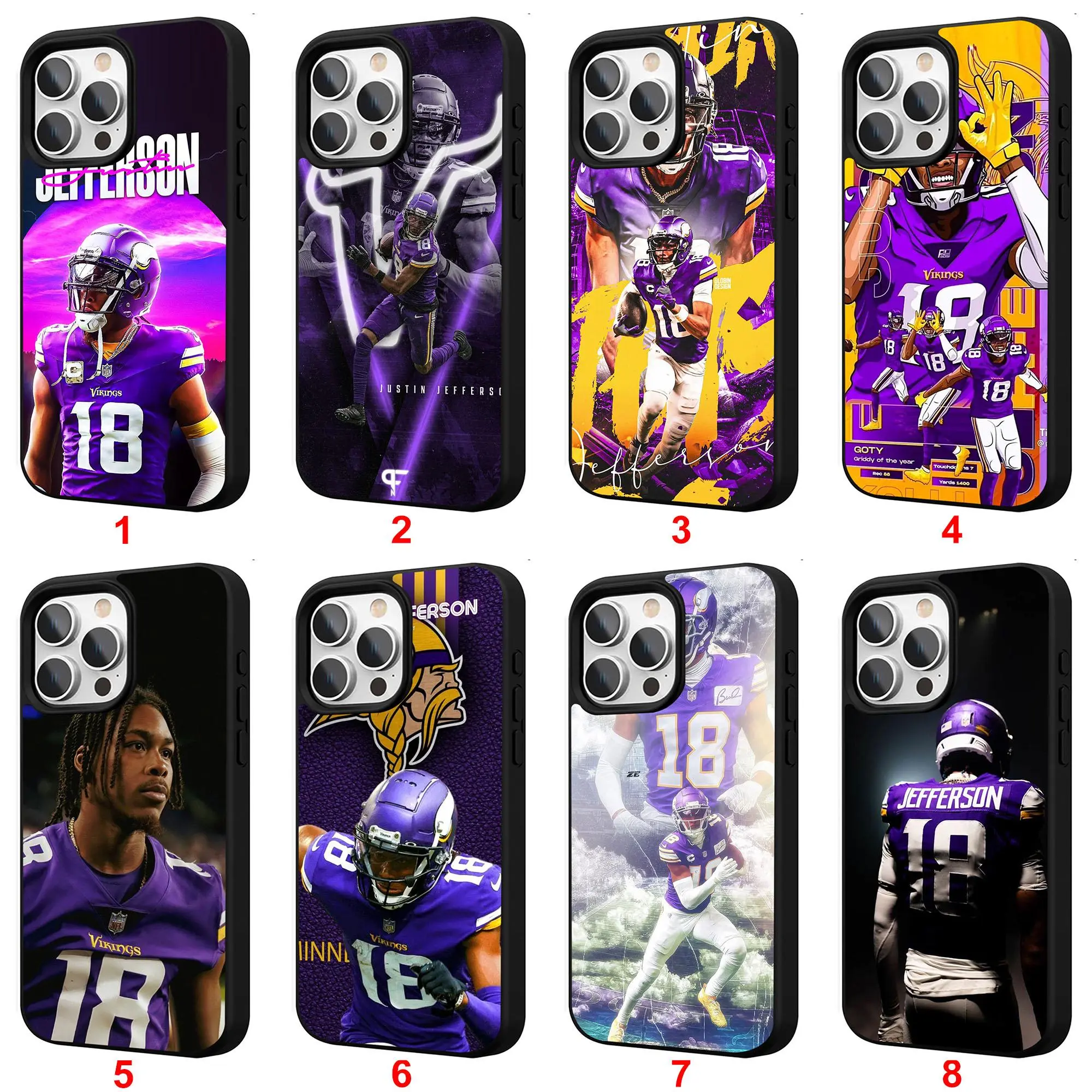 Justin Jefferson JJ TPU Protective Phone Case For iPhone 17-11 (Pro Max, Pro Plus) & Samsung S26-23 Drop-Resistant Safety Case