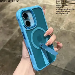 Magnetic Stand Holder Shockproof Case for iPhone 17 16 Pro Air 15 14 13 12 11 Pro Max for Magsafe Bumper Frosted PC Phone Shell