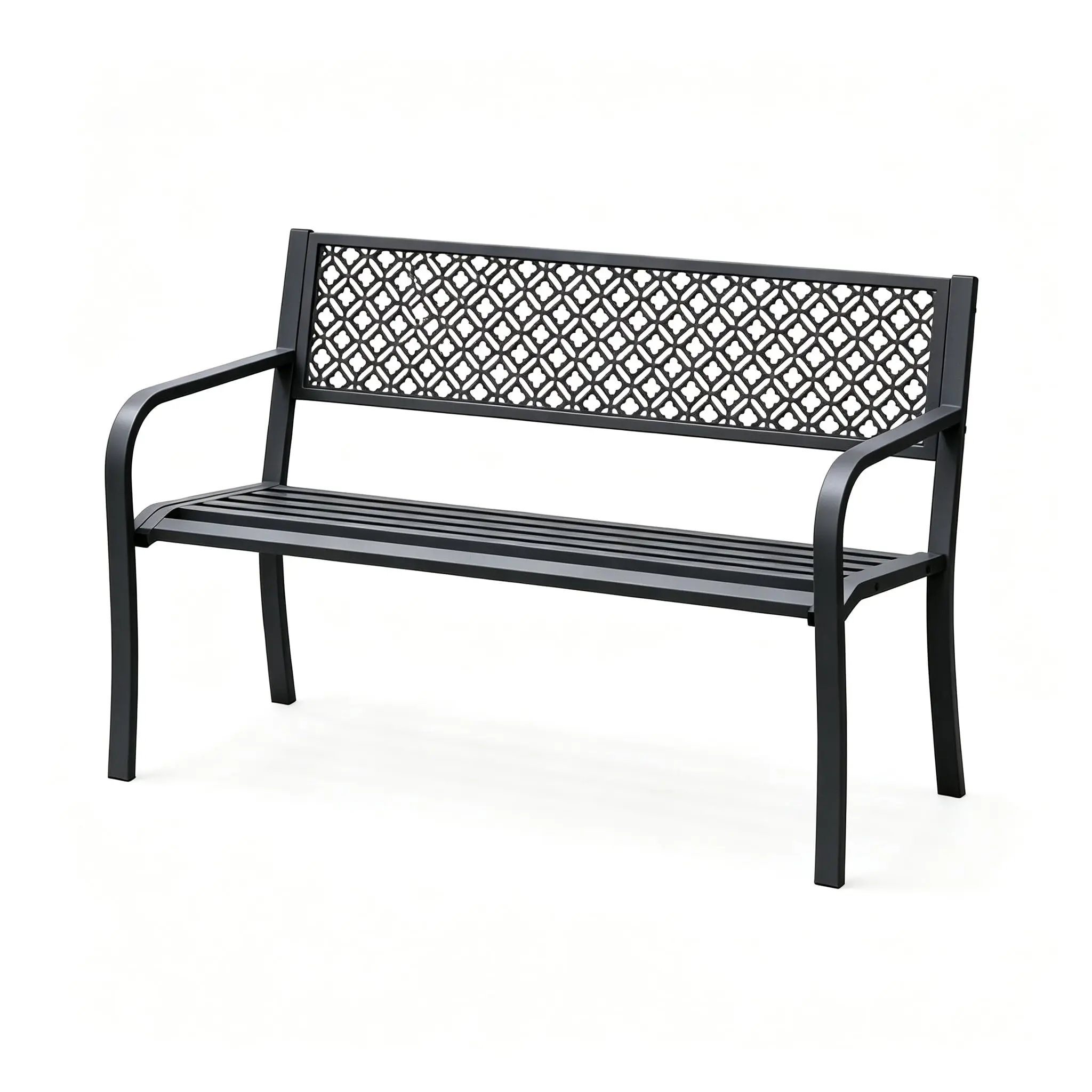 🪑 Garvee 790 LBS Heavy-Duty Outdoor Bench – Weatherproof Steel Patio Seating with Geometric Backrest for Yard, Deck & Entryway! 🏡✨