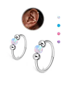 Stainless Steel Artificial Gemstone Decor Nose Ring, Fashionable Nose Ring for Women & Men, Trendy All-match & Exquisite Jewelry for Birthday Gift