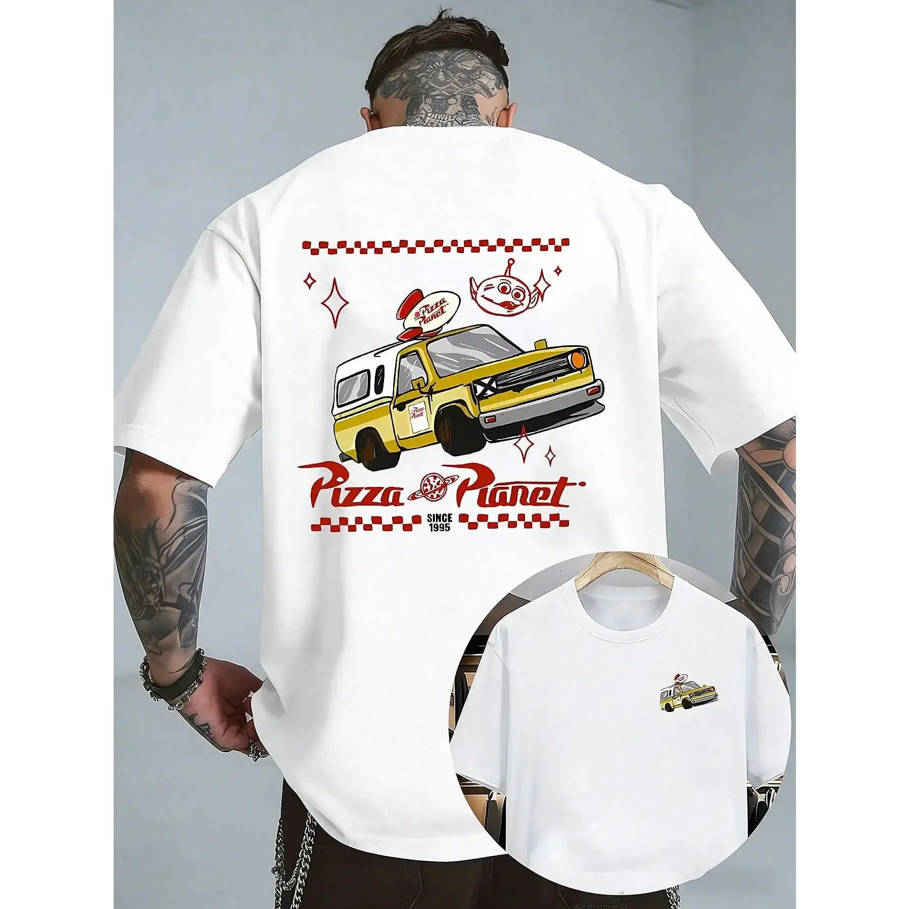 Men& #   39;S Vintage Pizza Planet 1995 Retro Arcade T-Shirt - Pizza Planet Truck Graphic, Loose Fit Short Sleeve Tee With Nostalgic 90s Gaming Design For Casual Wear &Amp; Themed Parties |     USA graphic tees