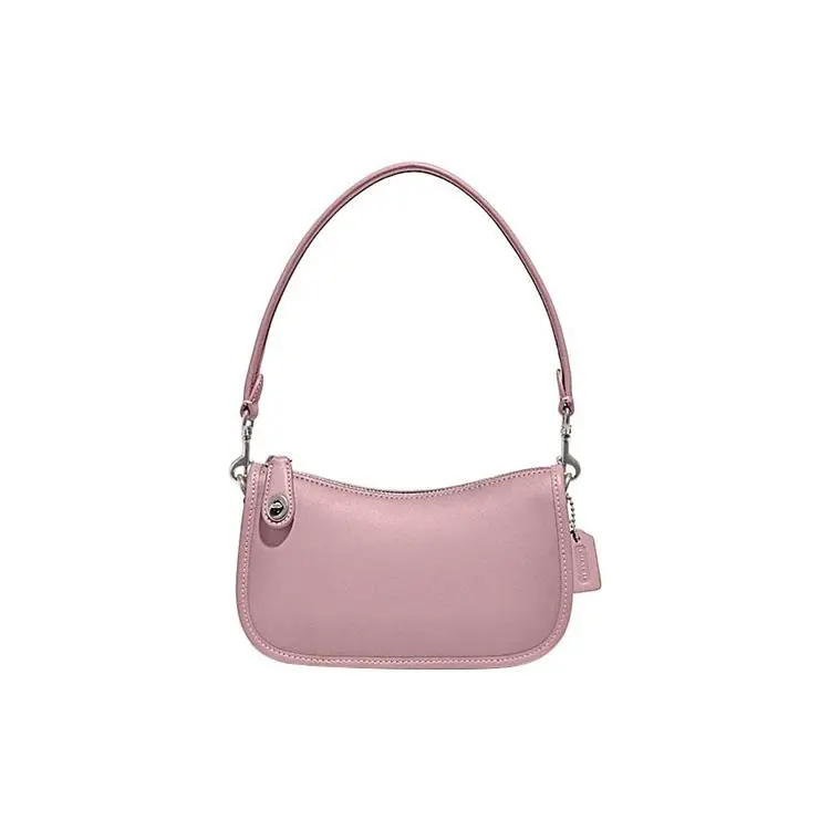 COACH Swinger 20 Monogram Zip Top Handle Bag for Women – Minimalist Purple Leather Crossbody Purse