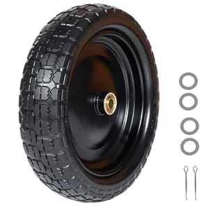 13 Inch Solid Rubber Tires 4.00-6 Flat Free Wheels with 5/8" Bearings 2.2" Offset Hub Replacement for Gorilla Cart, Hand Truck, Wheelbarrow, Garden Wagon, Dolly, Trailer, Utility Cart (Set of 1)