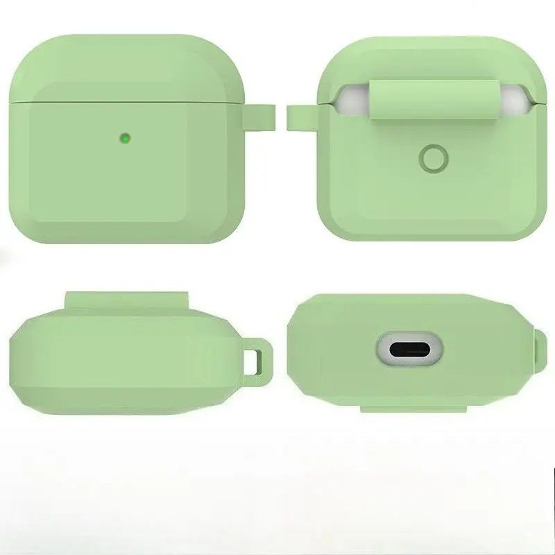 Rhombus Textured Silicone Earbuds Case, Heavy-Duty Full Body Shockproof and Anti-Drop Protection with Carabiner for Gym and Running