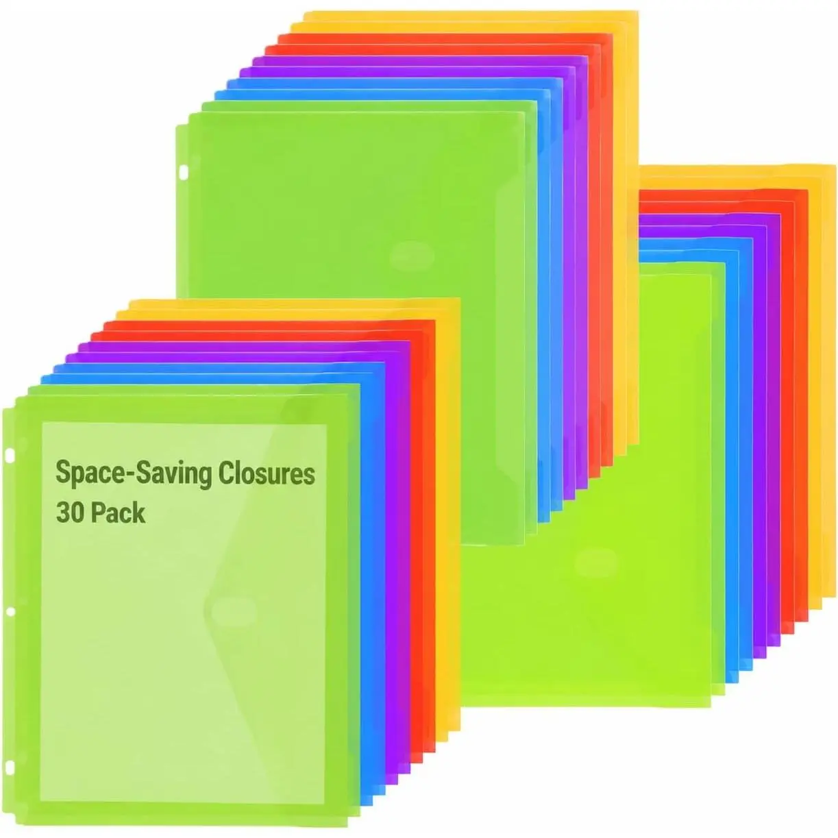 - Binder Folders with Space-Saving Closures Bulk, 30 Pack | Letter Size, Clear Side-Loading Binder Pockets, High Capacity Plastic Dividers for 3 Ring Binders, School, Office & Documents