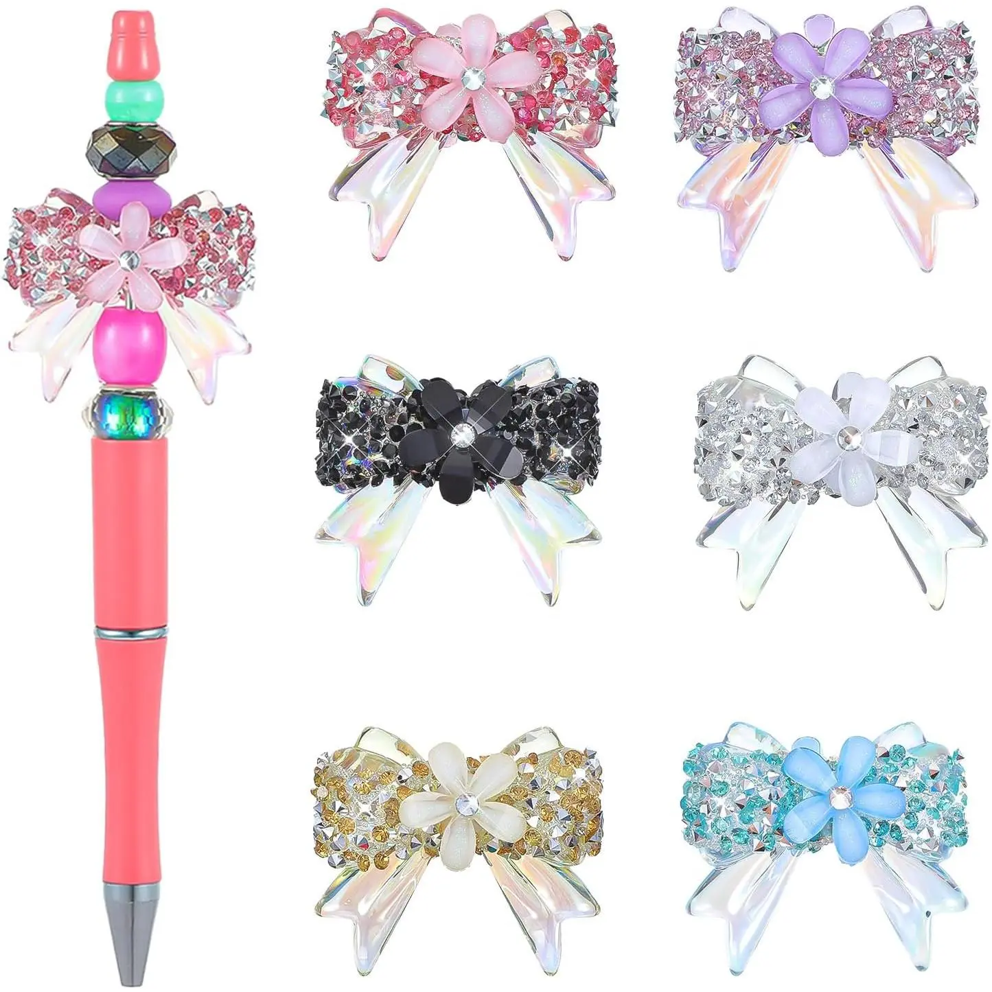 6 count 38×32 mm Rhinestone Beads for Pens,  Making Kit | Large  Rhinestone Bead Bulk DIY Suppliers, Focal Beadsfor Pens, Candy Sparkle Bling Beads Bulk