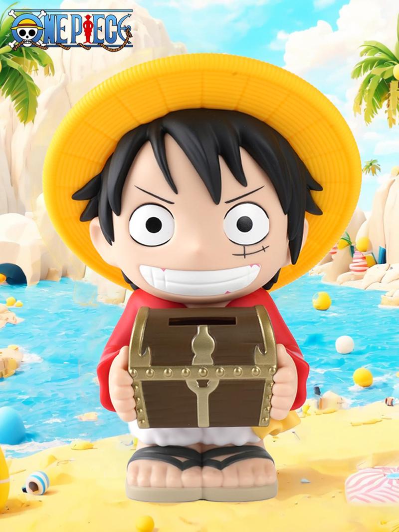 L-One Piece Officially License Luffy Figural Bank Piggy Bank Accessories Coin Bank PVC High Quality Anime Movie Peripheral Collectible Merch Home Bedroom Desktop Decoration One Piece Decor Birthday Gift for Fans