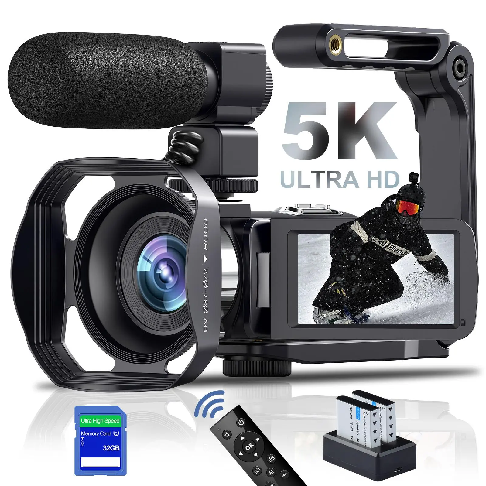 2026 New 5K Video Camera with 3inch Touch Screen Supports WIFI and Remote Control and IR Night Version Mode Slow Photography and Loop Video a Great Choice for a Birthday Gift and Family Photography