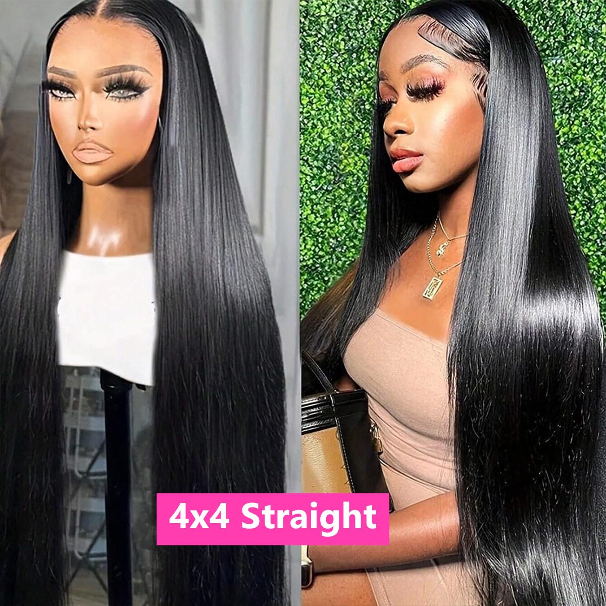 Bling Hair Beautiful Hd Transparent 13x6 Lace Frontal Human Hair Wigs Straight 13X4 Lace Front Wig 32 34 Inch 4x4 Lace Wig For Women Natural Color