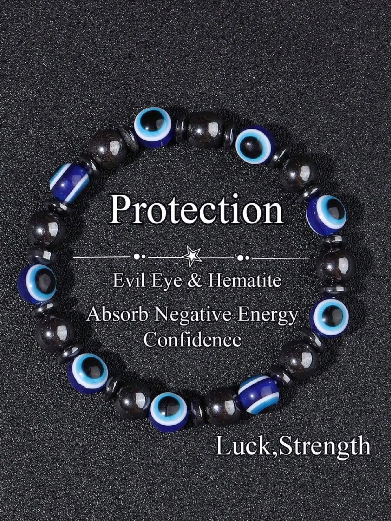 Evil Eye Beaded Energy Healing Bracelet For Protection – Hematite Absorb Negative Energy Spiritual Jewelry For Women Men, Luck & Evil Energy, Courage, Grounding