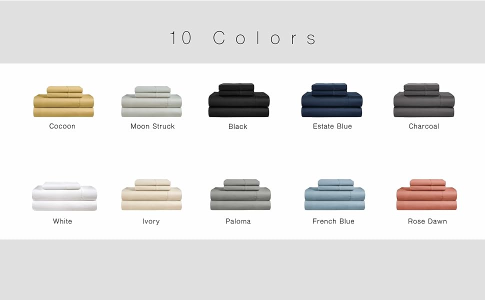 100% Cotton Sheets Full Size - 450 Count Sateen Weave for A Feel - Breathable & Cozy for Year Round - Fits Matresses Upto 15'' Deep - Paloma