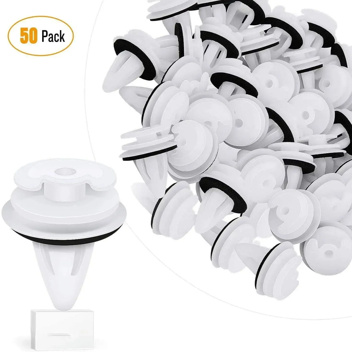 Nilight Nylon Car Door Panel Retainer Clips, 50 Pcs with 18mm Bottom Head Diameter & 9mm Hole, Compatible with BMW, Middle Head Diameter: 15Mm, Stem Diameter: 9Mm