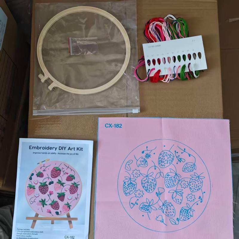 Fruit Pattern Embroidery Kit DIY Stitching Materials Set English Stitch Guide Handmade Needlework Craft Project for Beginners Home Decoration Art Supplies
