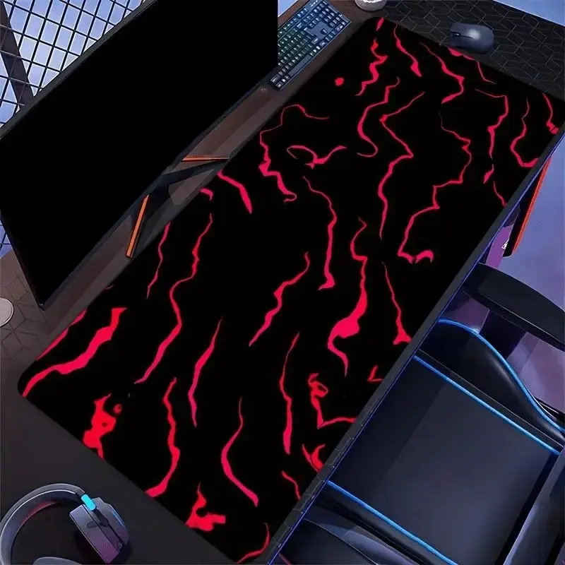 Abstract Red Streak Pattern Mouse Pad, Large Extended Gaming Mouse Pad with Non-slip Rubber Base, Durable Oblong Desk Mat for Keyboard and Mouse