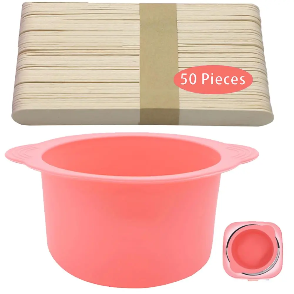Wax Warmer Liner,  Wax Bowl Warmer liner, Non-Stick Melt Pot ,  Melt Liner with 50 count Waxing Sticks  Hair Removal 14 oz (1 )