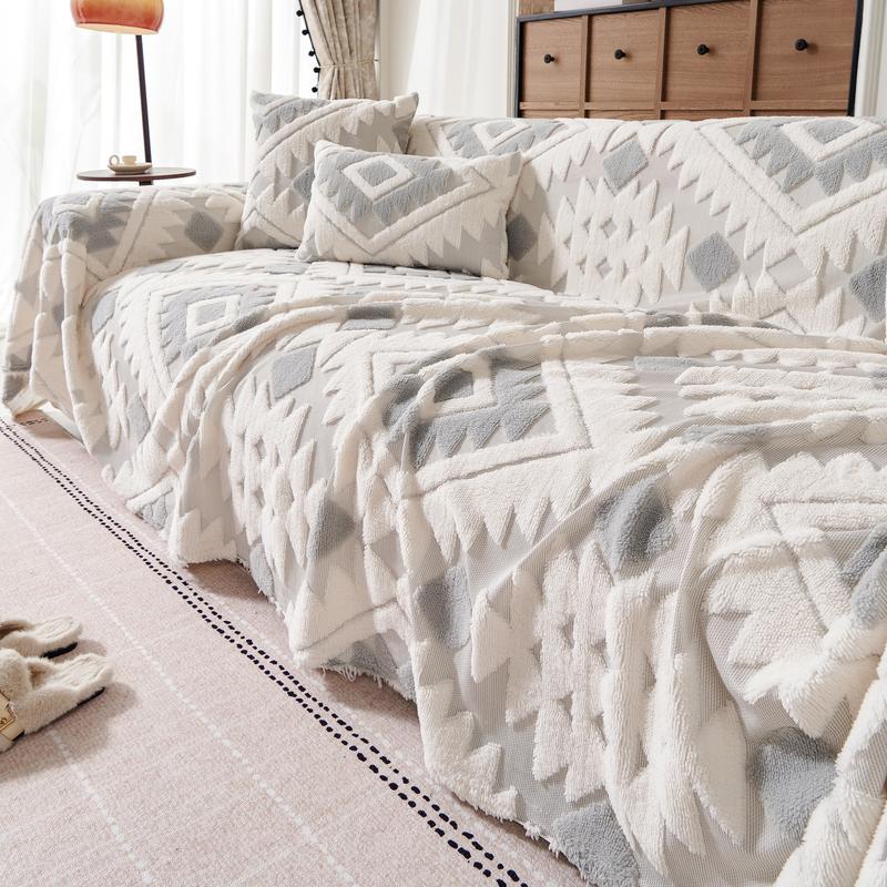 Geometric Pattern Sofa Cover, Sofa Couch Covers, 1 Count Soft Comfortable Sofa Slipcover, Sofa Protector for Home Living Room Bedroom Hotel Dormitory Decor