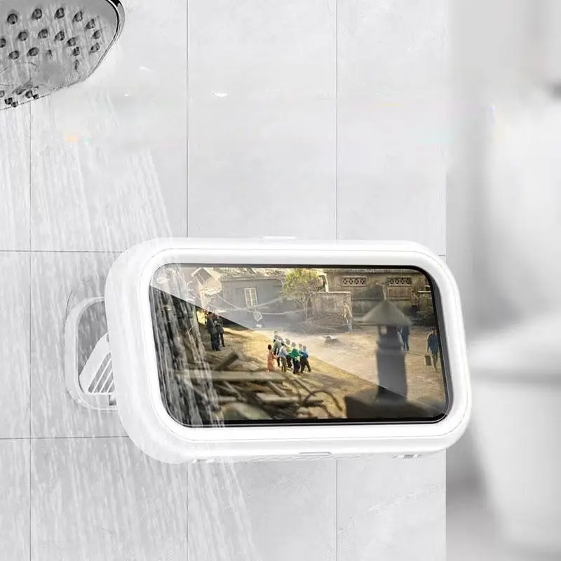 Waterproof Phone Holder with Rotating Shower Mount, Full Touchscreen Functionality, Fits 4-7 Inch Phones, Wall-Mounted Design