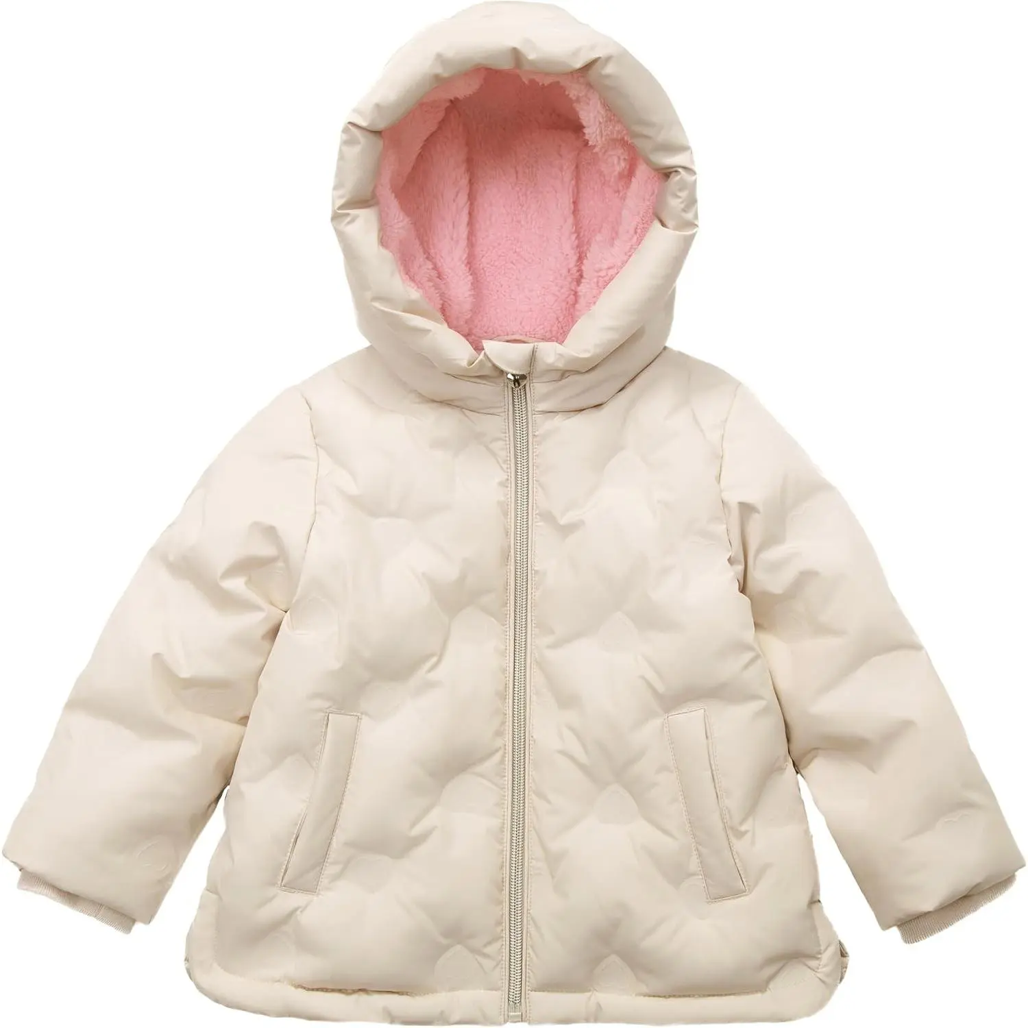 Baby Toddler Girls' Water-Resistant Sherpa Lined Puffer Jacket | Fleece|Warm|Stylish|Water-Resistant Shell|Soft Touch|Sherpa Fleece Lining|Plush Sherpa Hood|Two Front Pockets