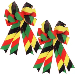 2PCS Black History Month Juneteenth Wreath Bow, 19.7x11.4In Red Yellow Green Black Bows African American Wreath Bows for Kwanzaa Black History Month Juneteenth Home Decor Party Supplies Giftsfidget toys