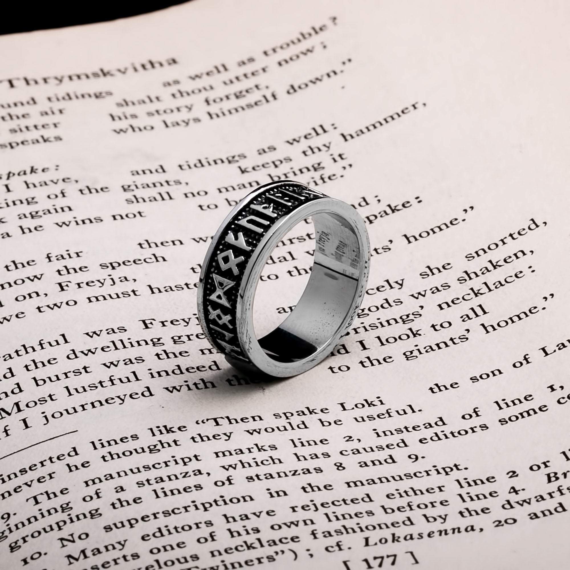 Viking Elder Futhark Rune Ring 8mm Band 316L Stainless Steel