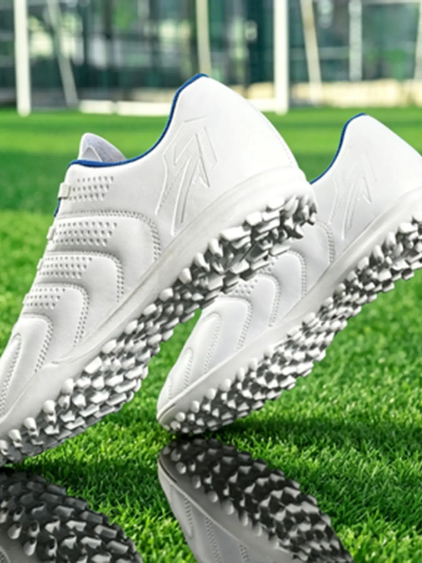 Men's Football Shoes Adult TF Studs Sport Training Lace-Up Lightweight Rubber Anti-Slip Professional Match Shoes for Artificial Grass