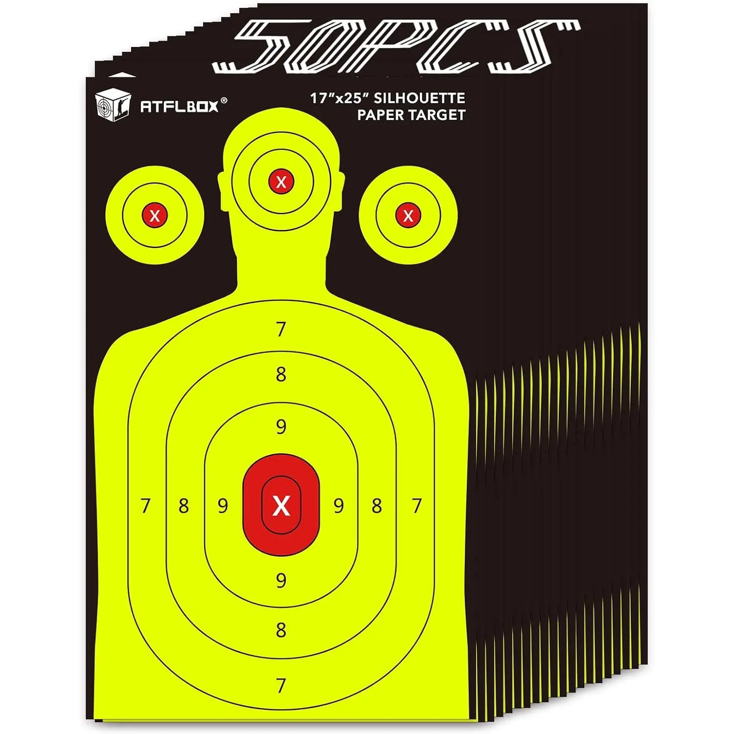 Atflbox 17x25" Silhouette Paper Target for Shooting Range, High Visibility Target Paper for Indoor-Outdoor Shooting Practice, Accuracy-Boosting for Handgun, Pistol, Rifle, Airgun, Pellet BB Gun