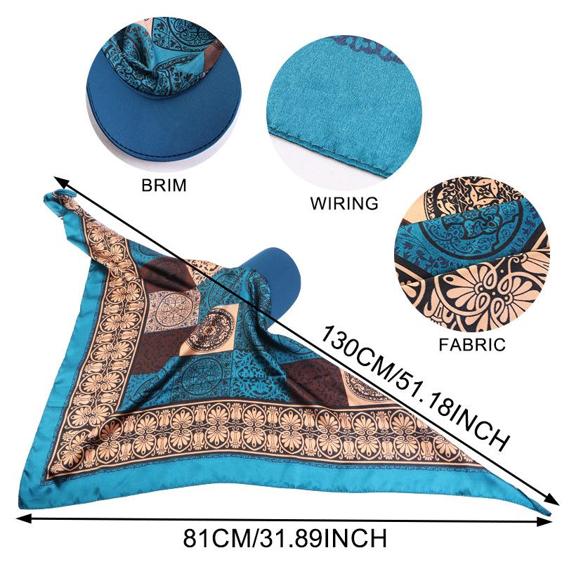 Satin Square Scarf Turban Hat, Outdoor Sun Protection Visor Cap for Women