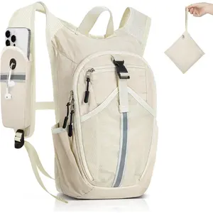Small Hiking Backpack 15L- Lightweight Packable Foldable Backpack for Travel Camping Outdoor Commute, Compact Rucksack for Women Men(Beige)