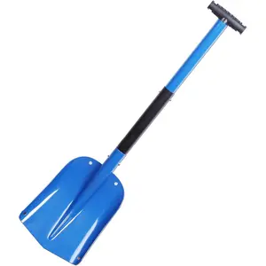 32.5 Inch Folding Emergency Snow Shovel 3 Piece Aluminum Lightweight Sport Shovel for Car Trunk Camping Beach, Blue