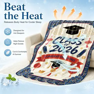 Class of 2026 Graduation Cooling Blanket Arc-Chill Q-Max >0.4 Cool Fiber Summer Cooling Throw for Hot Sleepers Lightweight Breathable Blanket for Bed Sofa Couch Night Sweats