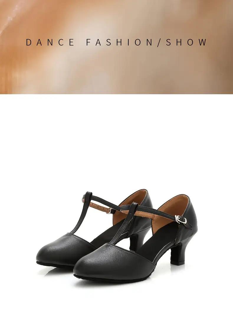 Women's Latin Ballroom Dance Heels |   Lightweight T-Strap Synthetic Faux Leather |   Cushioned Insole & Durable Faux Leather Sole |   All-Season Comfort for Weddings, Parties, Performances