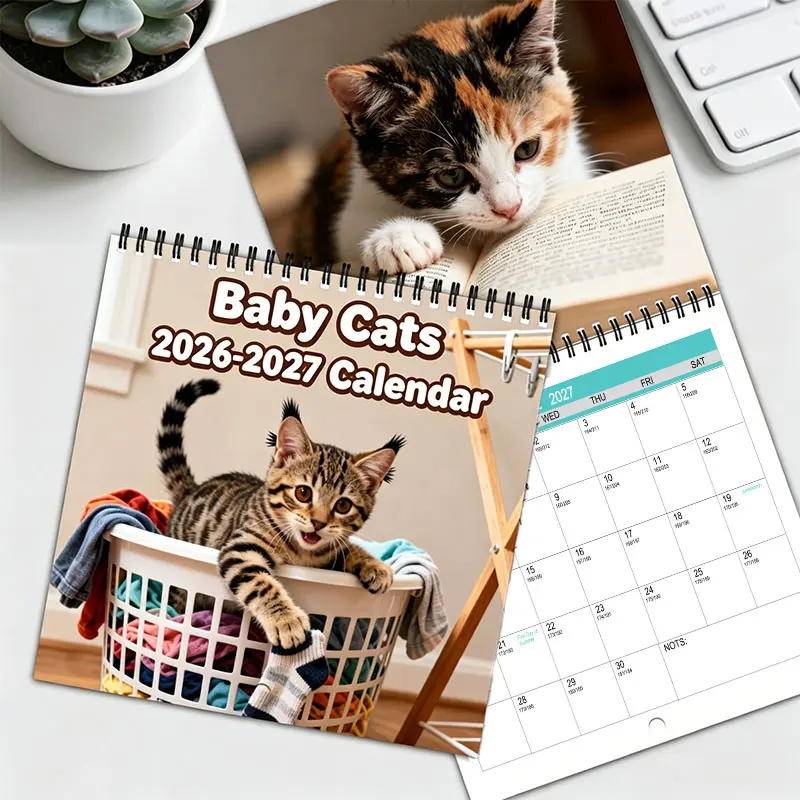 2026-2027 Baby Kitten Calendar - 18-Month Spiral Bound Wall Calendar, Planner, Thick Paper, Cute Cat Photos, Perfect for Home or Office - Ideal Christmas Gift for Lovers