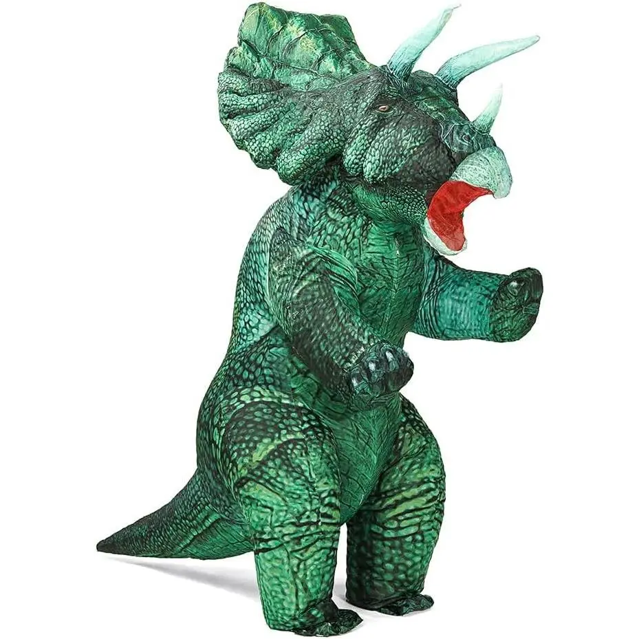 Inflatable Triceratops Dinosaur Costume for Adults, Blow Up Fancy Dino Onesie for Halloween Cosplay Party(Gift)