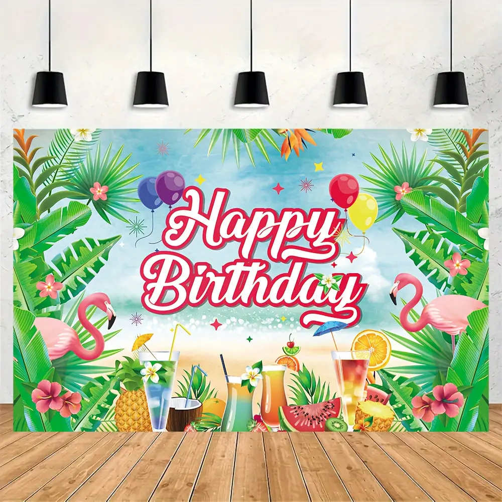 Tropical Flamingo 2D Flat Banner, HD Digitally Printed Polyester Photography Backdrop, Soft Lightweight Foldable Cloth for Birthday Parties, Portrait Shooting, Video Shoot, Printing