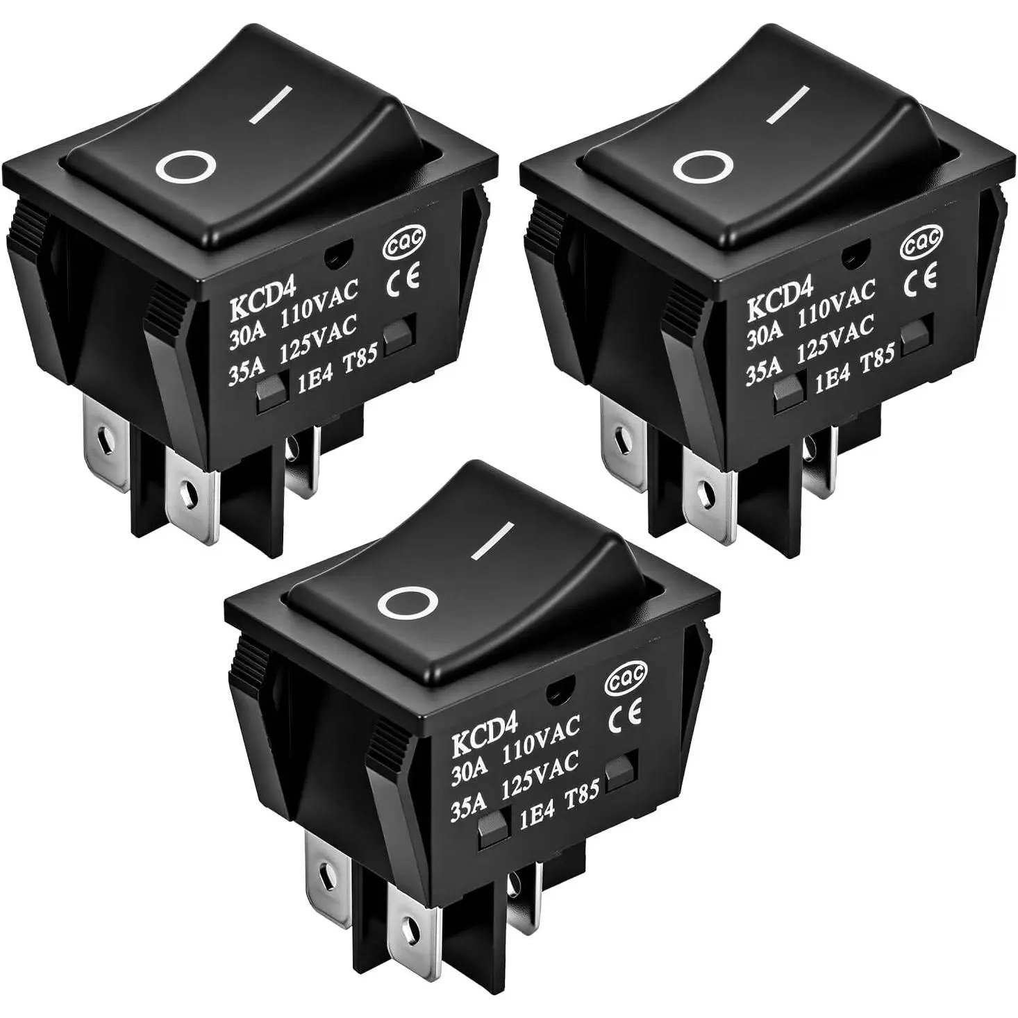 Nilight 3PCS DPST KCD4 Toggle Type Rocker Switches - 12V 30A, 110V 35A, 125VAC, 4-Pin 2-Position ON-Off Snap-In Set for Trucks, Wranglers, Household Appliances (Father's Day Gift)