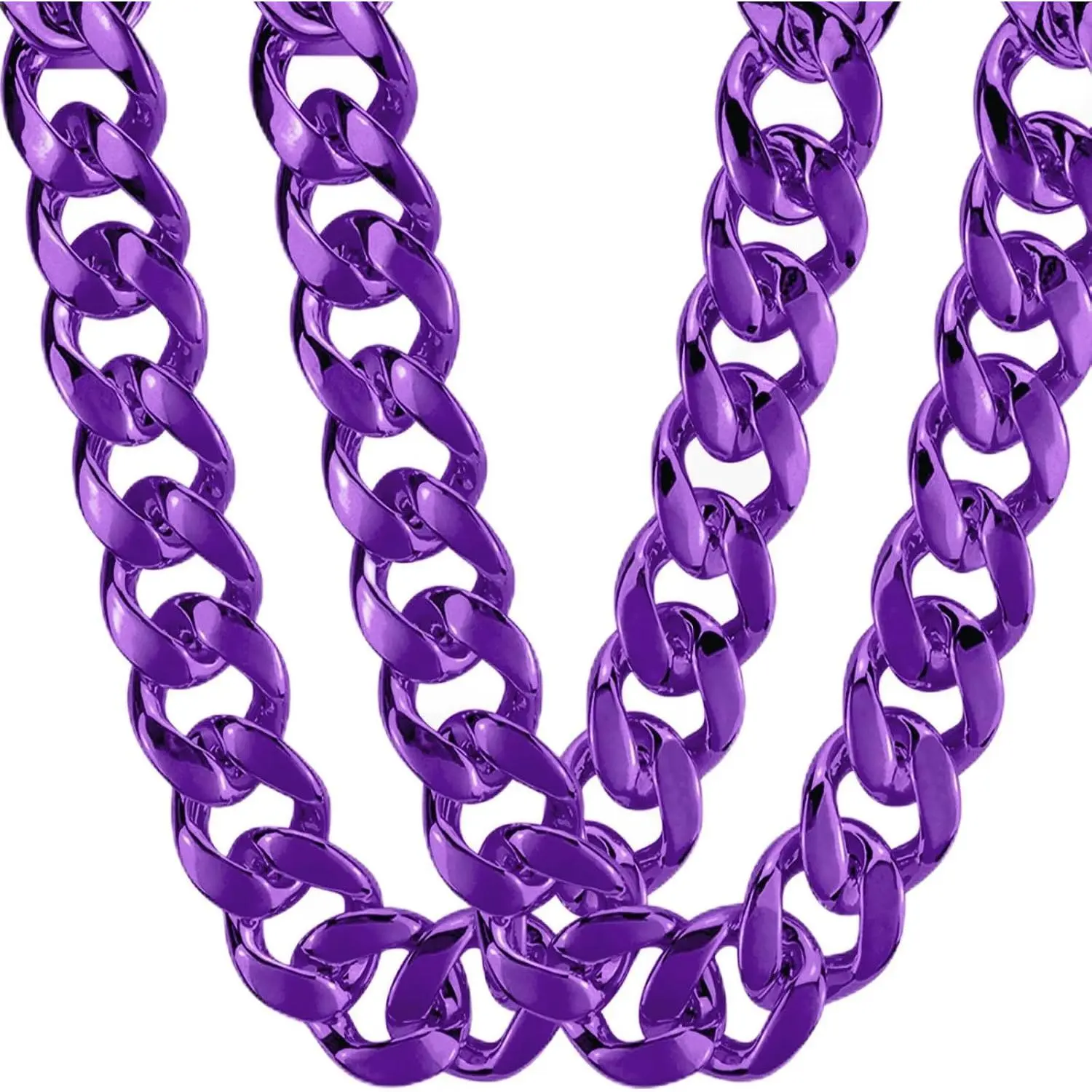 2Pack Big Chunky Plastic  Hop Chain Costume for Men,  Turnover Chain 90s Necklace Costume Accessory