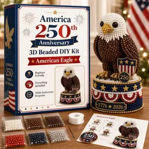 250th Usa Anniversary Eagle 3D Beaded DIY Kit, Beginner Friendly Stress Relief Handmade Craft, Includes Detailed Instructions